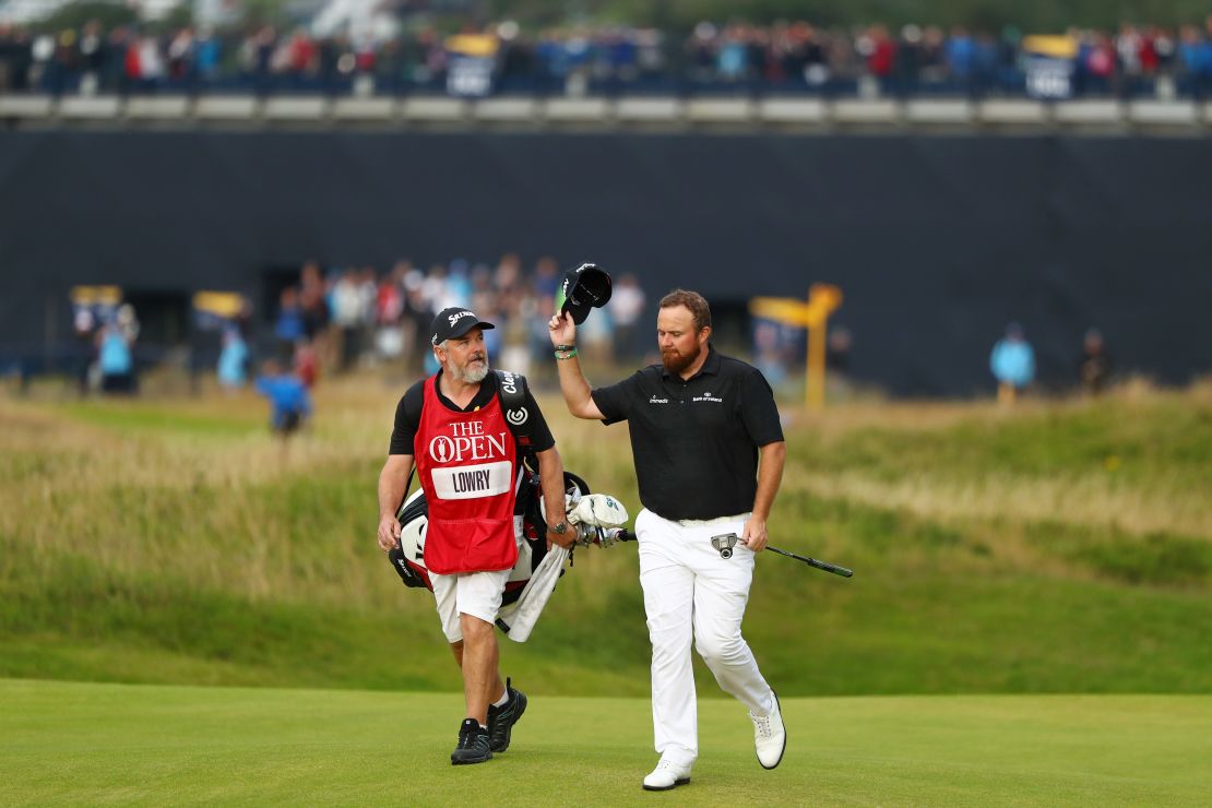 Shane Lowry was serenaded as he walked on to the 18th green.