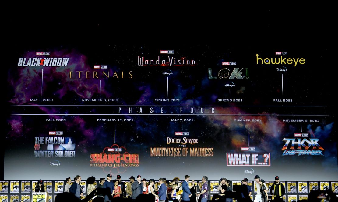 The Marvel Cinematic Universe Phase Four is announced during 2019 Comic-Con International on July 20, 2019 in San Diego, California. (Photo by Kevin Winter/Getty Images)