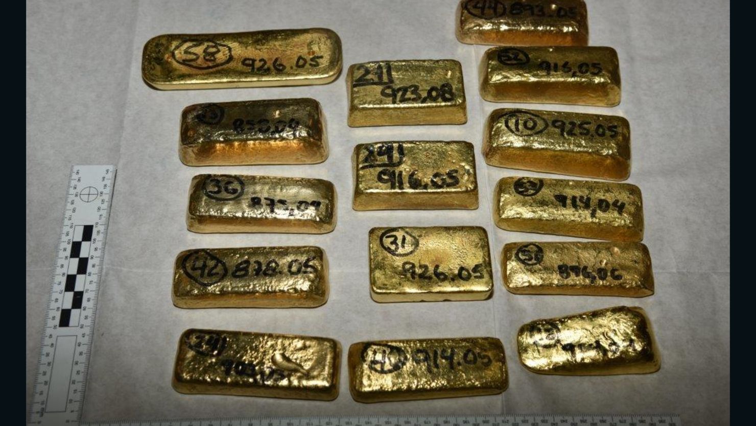 104 kg of gold was seized at London's Heathrow Airport, worth around $5 million.