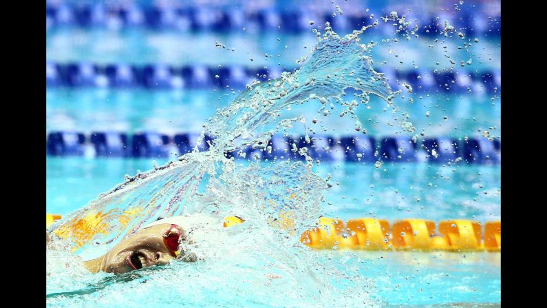 Sun Yang of China competes during the Men's 400m Freestyle heats of the FINA World Swimming Championships in Gwangju, South Korea, on Sunday, July 21.