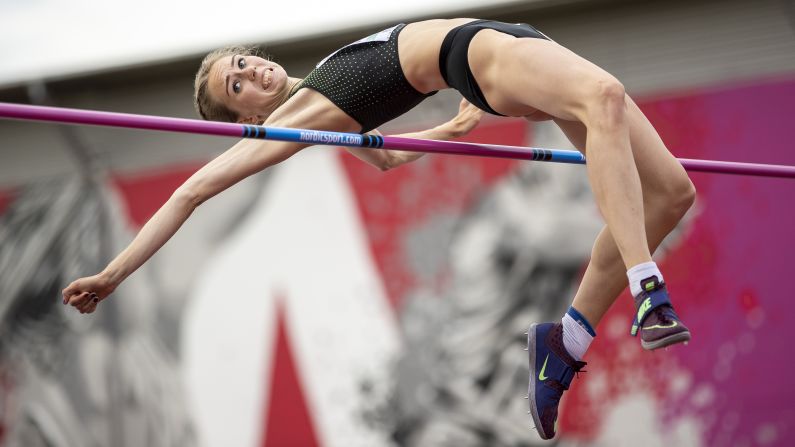 Natalya Spiridonova competes during the Women's High Jump final of the European Athletics U20 Championships in Boras, Sweden, on July 20.
