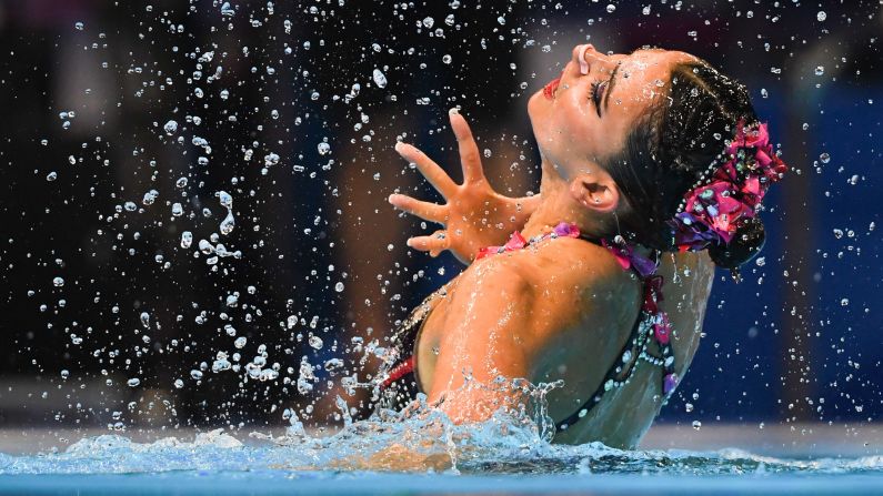 Austria's Vasiliki Alexandri competes in the solo free artistic swimming final during the 2019 World Championships in Gwangju, South Korea, on July 17.
