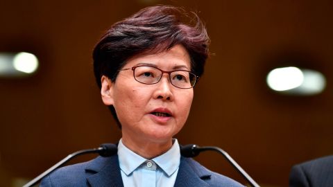 Hong Kong Chief Executive Carrie Lam speaks to the media during a press conference in Hong Kong.