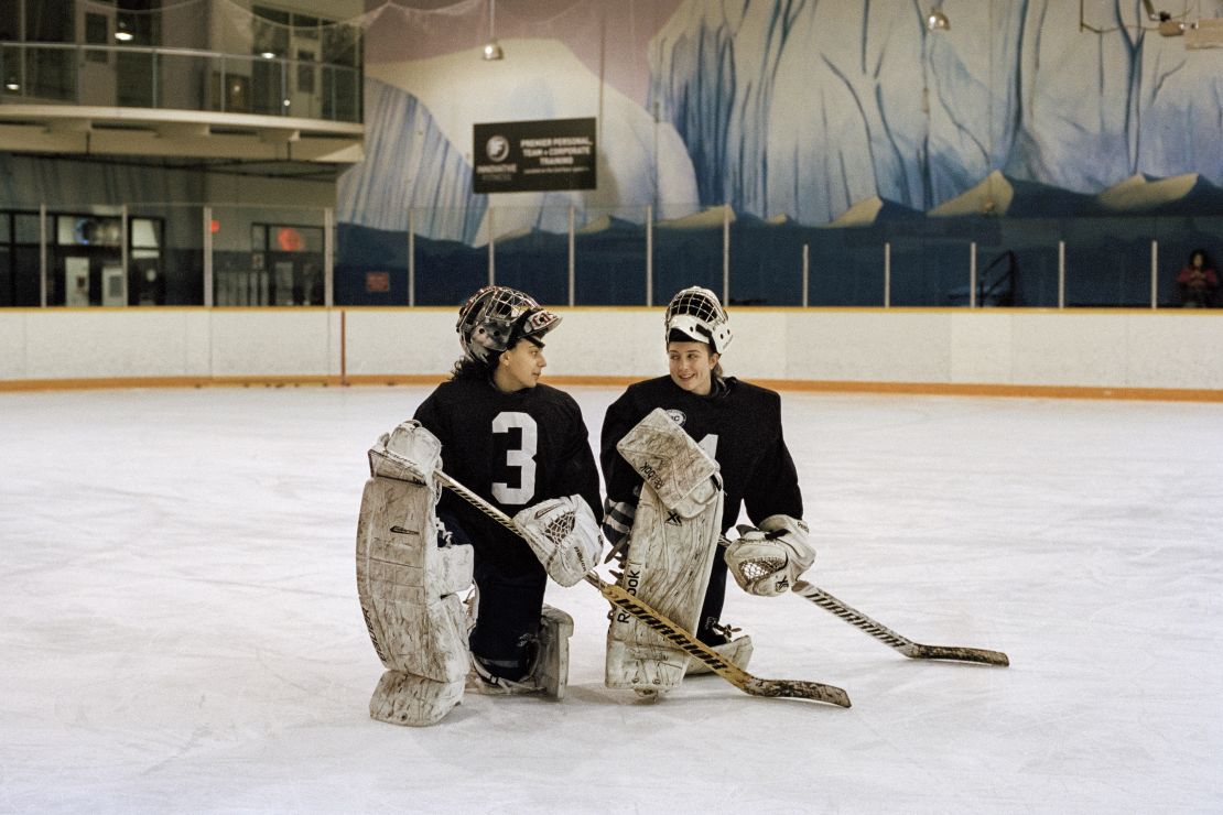 Paterson captures athletes on and off the field, both in posed portraits and candid shots like this. She says that her young subjects like to "get silly" on camera. 