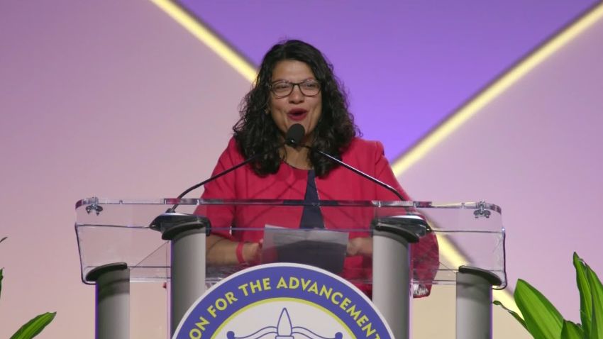 Rashida Tlaib at NAACP convention in Detroit, Michigan 2019