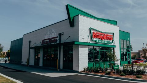 The exterior of Krispy Kreme's new North Carolina location.