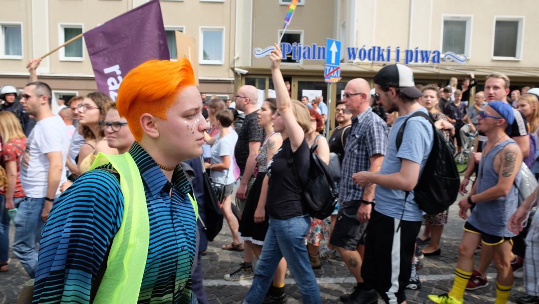 Precel was chased down a street by counter-protestors after stewarding at the march 