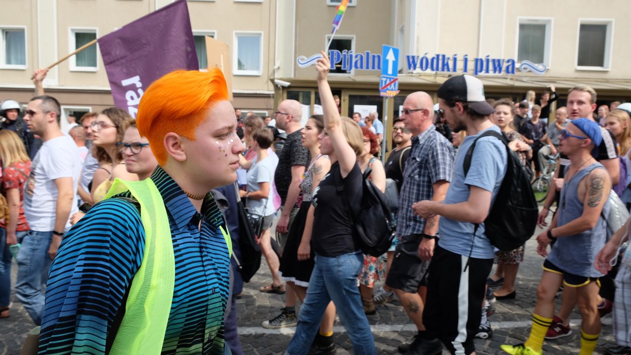 Precel was chased down a street by counter-protestors after stewarding at the march