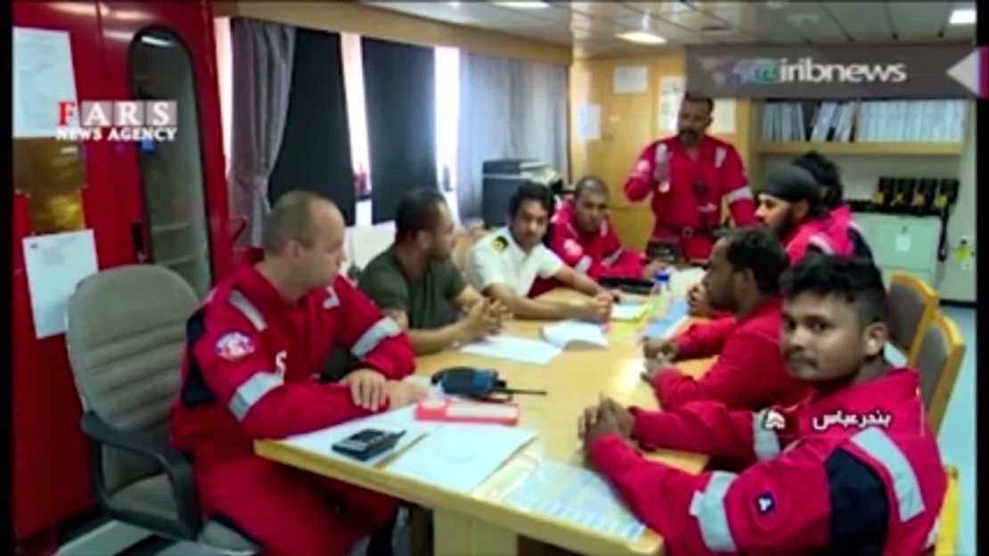 Iran has released a video of what it said was the crew of the UK-flagged tanker Stena Impero.