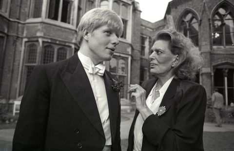 Johnson, 21, speaks with Greek Minister for Culture Melina Mercouri in June 1986. Johnson at the time was president of the Oxford Union, a prestigious student society.