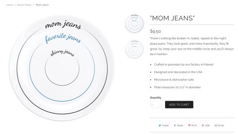 Pourtions' "Mom Jeans" plates can still be purchased on its website.