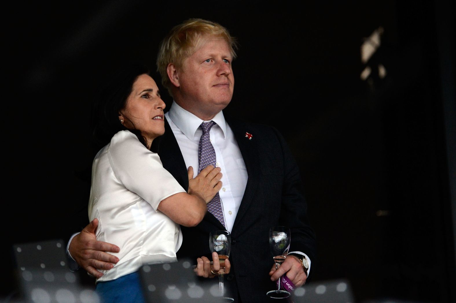 Johnson and his wife, Marina, enjoy the atmosphere in London ahead of the Olympic opening ceremony in July 2012. The couple separated in 2018 after 25 years of marriage.