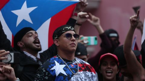 Rapper Daddy Yankee attends a rally in old San Juan.