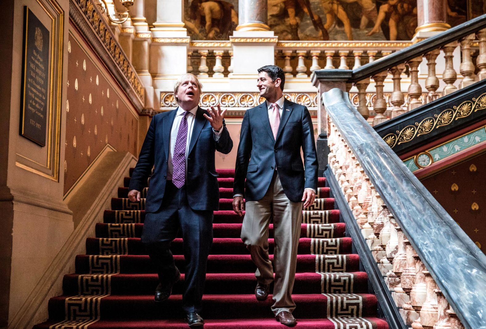 As foreign secretary, Johnson meets with US House Speaker Paul Ryan in April 2017. Johnson was born in New York City to British parents and once held dual citizenship. But he renounced his US citizenship in 2016.