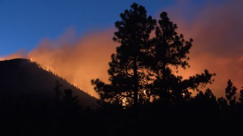 A wildfire burns through the Coconino National Forest, north of Flagstaff.