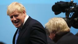 British lawmaker Boris Johnson arrives for the announcement of the new leader of the Conservative Party will be made in London, Tuesday, July 23, 2019. Britain's governing Conservative Party is set to reveal Tuesday the identity of the country's next prime minister, with Brexit hardliner Boris Johnson the strong favorite to get the job. Party officials will announce whether Johnson or rival Jeremy Hunt has won a ballot of about 160,000 Conservative members. (AP Photo/Frank Augstein)