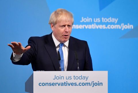 Johnson speaks in July 2019 after he won the party leadership vote to become Britain's next prime minister.