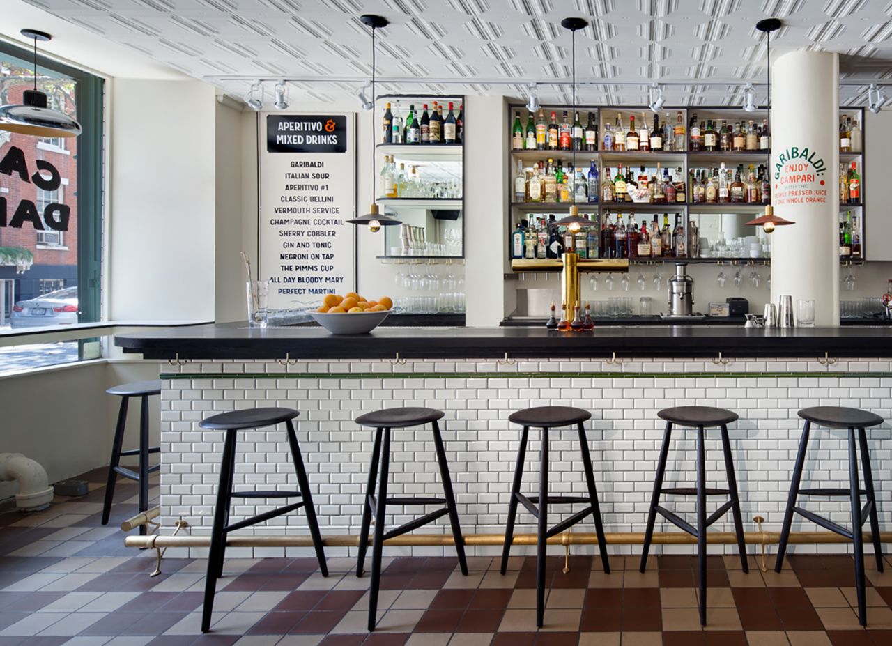 White tiles serve as the perfect backdrop for Negronis at Dante.