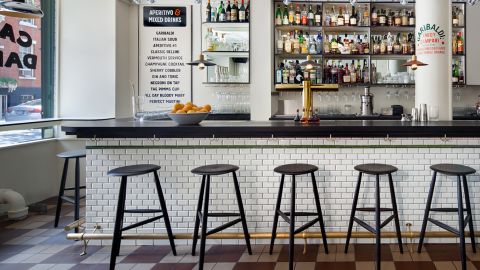 White tiles serve as the perfect backdrop for Negronis at Dante.