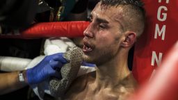 OXON HILL, MD - JULY 19: Maxim Dadashev receives attention in his corner after his corner threw in the towel following the eleventh round of his junior welterweight IBF World Title Elimination fight against Subriel Matias (not pictured) at The Theater at MGM National Harbor on July 19, 2019 in Oxon Hill, Maryland. (Photo by Scott Taetsch/Getty Images)