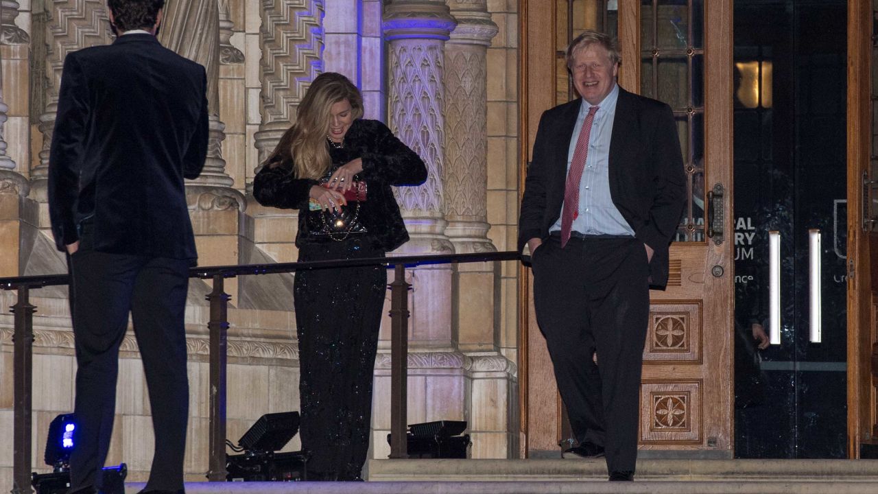 Then-Foreign Secretary Boris Johnson with Carrie Symonds at the Conservative Party's fundraising Black and White Ball in 2018. 