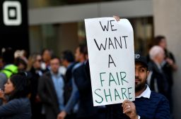 Rideshare drivers around the globe protested ahead of the highly-anticipated Uber IPO. (JOSH EDELSON/AFP/Getty Images)
