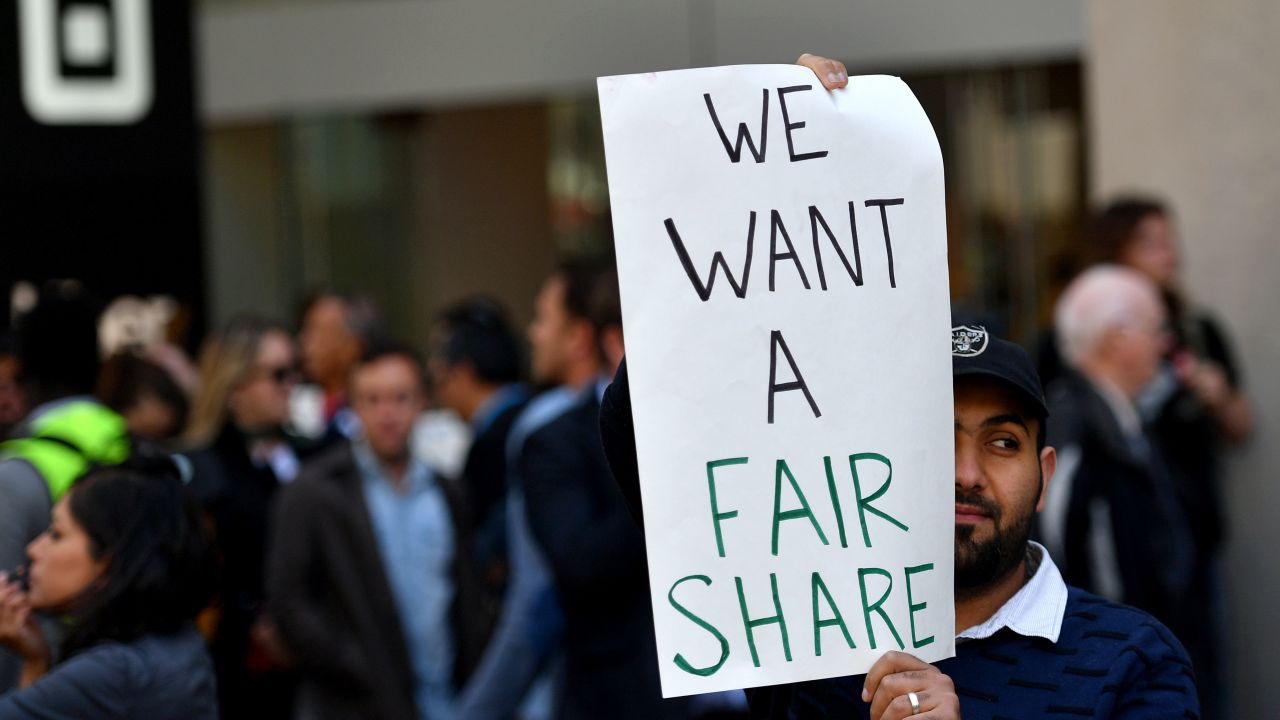 Rideshare drivers around the globe protested ahead of the highly-anticipated Uber IPO. (JOSH EDELSON/AFP/Getty Images)