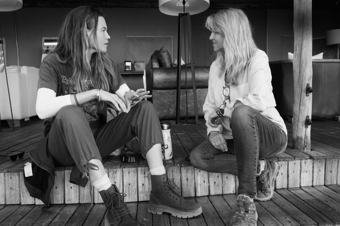 Behati Prinsloo Levine (right) and Ginger Mauney at Desert Rhino Camp in Namibia