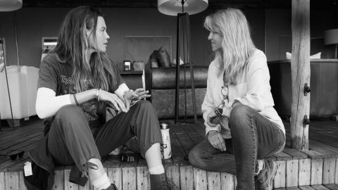 Behati Prinsloo Levine (right) and Ginger Mauney at Desert Rhino Camp in Namibia