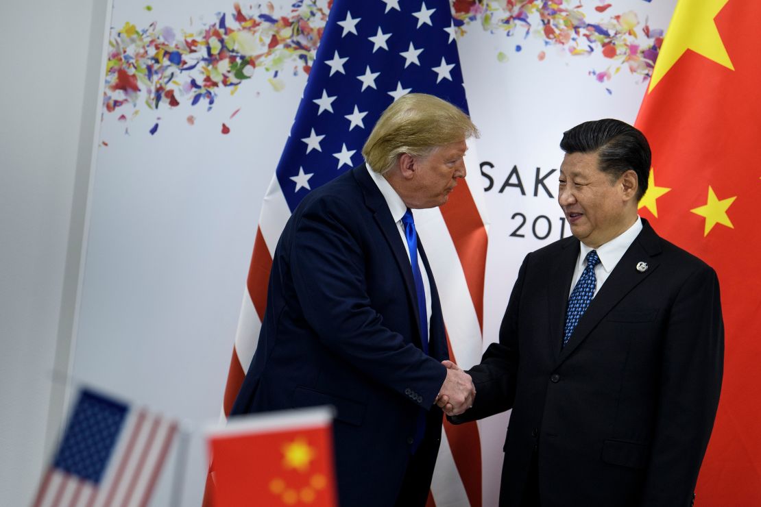 Chinese President Xi Jinping and US President Donald Trump on the sidelines of the G20 Summit in Osaka on June 29, 2019. 