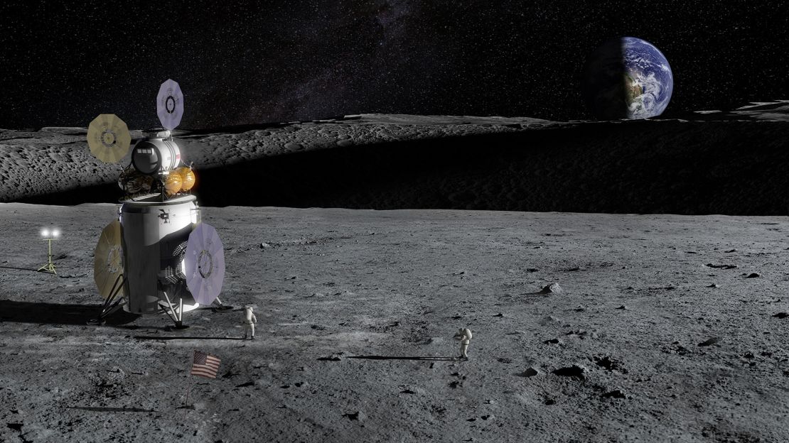 A lander on the surface of the moon.