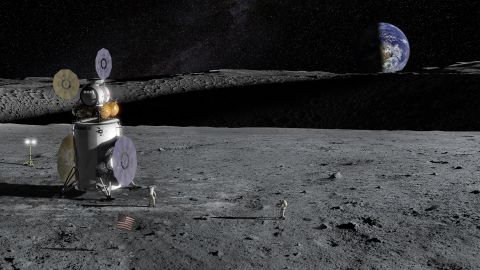 A lander on the surface of the moon.