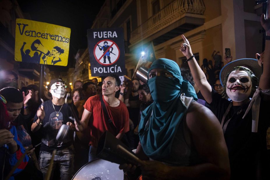 Protesters rally in San Juan on Wednesday, July 24.
