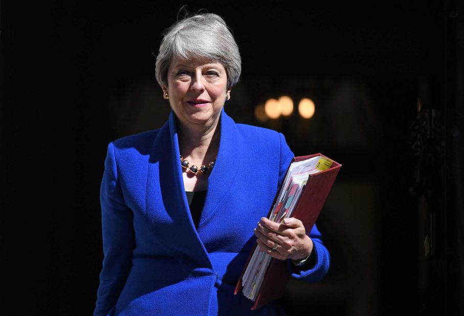 Outgoing British Prime Minister Theresa May leaves No. 10 Downing Street to take part in her final Prime Minister Question session on Wednesday, July 24.