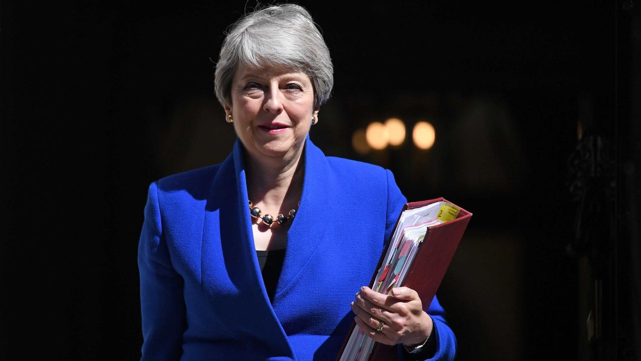 Britain's outgoing prime minister Theresa May leaves 10 Downing street to take part in her final Prime Minister Question (PMQ) session in the House of Commons in London on July 24, 2019. - Theresa May is set to formally resign after taking her final PMQs in the House of Commons with Boris Johnson taking charge at 10 Downing Street on a mission to deliver Brexit by October 31 with or without a deal. (Photo by Ben STANSALL / AFP)        (Photo credit should read BEN STANSALL/AFP/Getty Images)