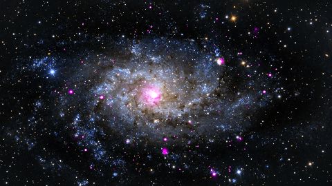 Another view of Messier 33, also known as the Triangulum Galaxy. It's 3 million light years from Earth in the Local Group of galaxies, which includes our own as well as the Andromeda galaxy.