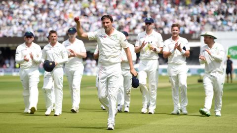 Tim Murtagh of Ireland salutes the crowd as he leaves the field after taking five wickets.