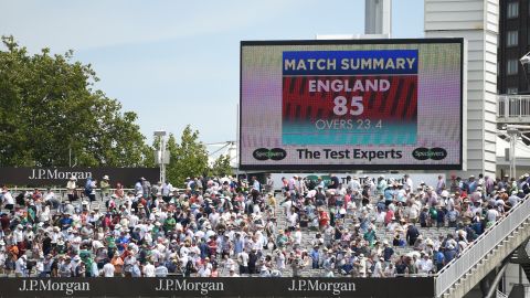  The Scoreboard as England are bowled out for 85 runs before lunch.