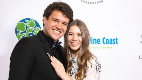 Chandler Powell, left, and Bindi Irwin attend the Steve Irwin Gala Dinner at SLS Hotel on May 4 in Beverly Hills, California. 