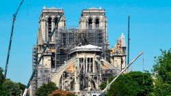 This picture taken on July 9, 2019 in Paris shows Notre-Dame de Paris cathedral as reconstruction works are ongoing after it was badly damaged by a huge fire last April 15. (Photo by BERTRAND GUAY / AFP)        (Photo credit should read BERTRAND GUAY/AFP/Getty Images)