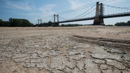 A picture shows a dry part of the bed of the River Loire at Montjean-sur-Loire, western France on July 24, 2019, as drought conditions prevail over much of western Europe. - A new heatwave blasted into northern Europe that could set records in several countries, including France. (Photo by LOIC VENANCE / AFP)        (Photo credit should read LOIC VENANCE/AFP/Getty Images)
