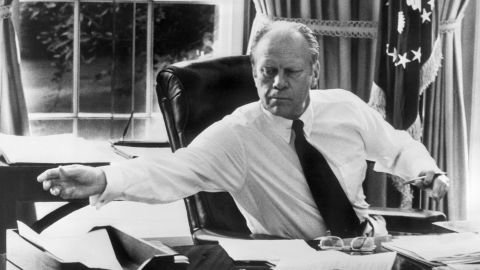 File picture showing late US President Gerald Ford at the White House in the Oval office in Washington, 17 October 1974. (STR/AFP/Getty Images)