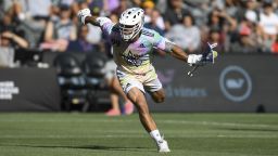 IMAGE DISTRIBUTED FOR PREMIER LACROSSE LEAGUE -  Team Baptiste's Paul Rabil carries the ball the Premier Lacrosse League All-Star game on Sunday, July 21, 2019 in Los Angeles. (Kyusung Gong/AP Images for Premier Lacrosse League)