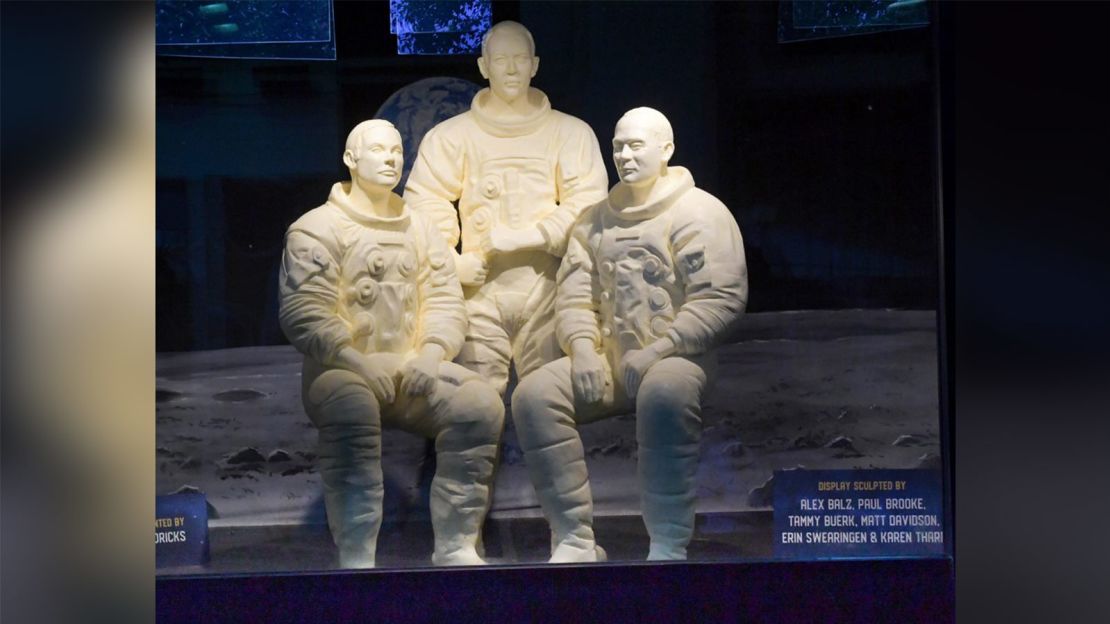 Paul Brooke and a team of sculptors paid homage to the 50th anniversary of the Apollo 11 moon landing. The scupltures are made of butter.