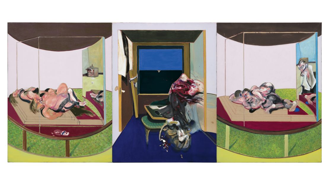 "Triptych inspired by T.S Eliot's poem, Sweeney Agoniste" (1967) by Francis Bacon.