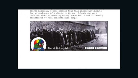 Court documents show this Facebook page as Kelsey's. The cover photo is related to Neo-Nazis and Jews.