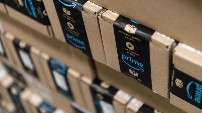 HEMEL HEMPSTEAD, UNITED KINGDOM - NOVEMBER 13: Items in "Amazon Prime" branded packaging are seen at the Amazon Fulfillment Centre on November 13, 2018 in Hemel Hempstead, England. The online retailer Amazon will again take part in the now-traditional "Black Friday" sales this year, with reductions available from 16-25 November. (Photo by Leon Neal/Getty Images)