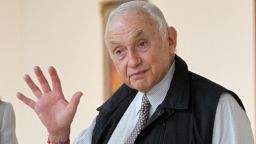 Retail mogul Leslie Wexner, right, and his wife Abigail tour the "Transfigurations" exhibit at the Wexner Center for the Arts Friday, Sept. 19, 2014, in Columbus, Ohio. The "Transfigurations" exhibit, which opens this Sunday, is from the Wexner's private collection will mark the 25th anniversary of the Wexner Center for the Arts. (AP Photo/Jay LaPrete)