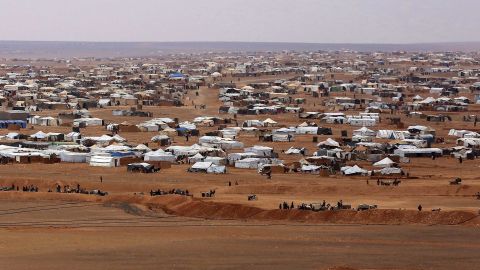 An aerial view of the informal Rukban camp, between the Jordan and Syria borders. 