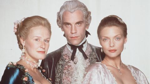 Glenn Close, John Malkovich, and Michelle Pfeiffer in the 1988 film,  'Dangerous Liaisons' (Photo By Getty Images)
